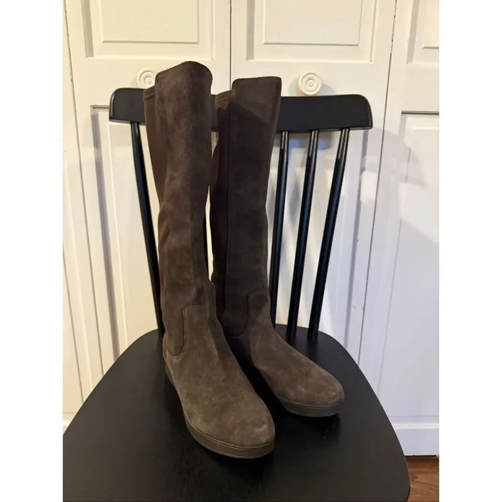 Donald Pliner brown suede Victori wedge tall boots size 7.5